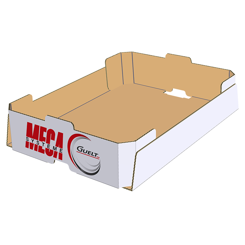 Corrugated truncated cone-shaped tray with cut sides - Meca-Systeme