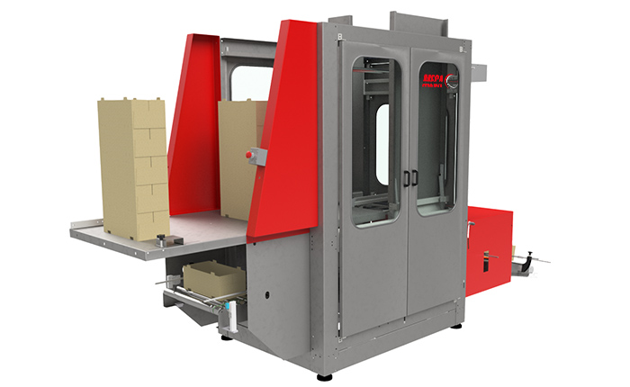 Empty formed case stacker - output of the machine | Meca-Systeme