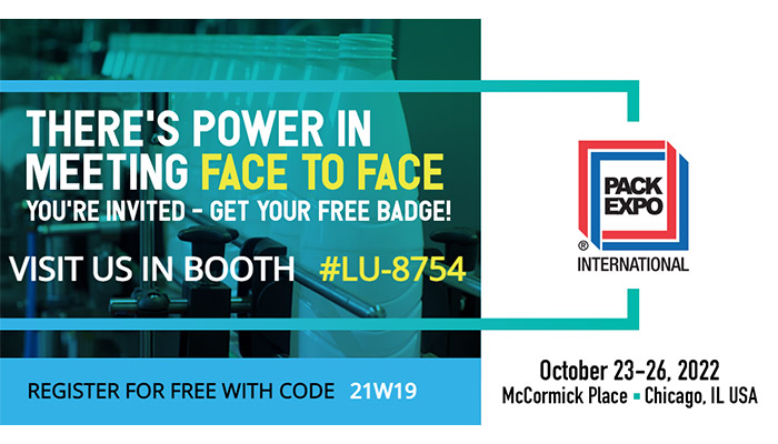 Pack Expo Chicago 2022: register for free and visit us at booth #LU-8754