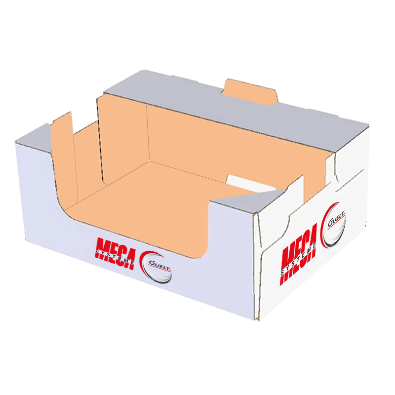 Glued tabs + cornered tabs corrugated display tray - Méca-Système Machinery